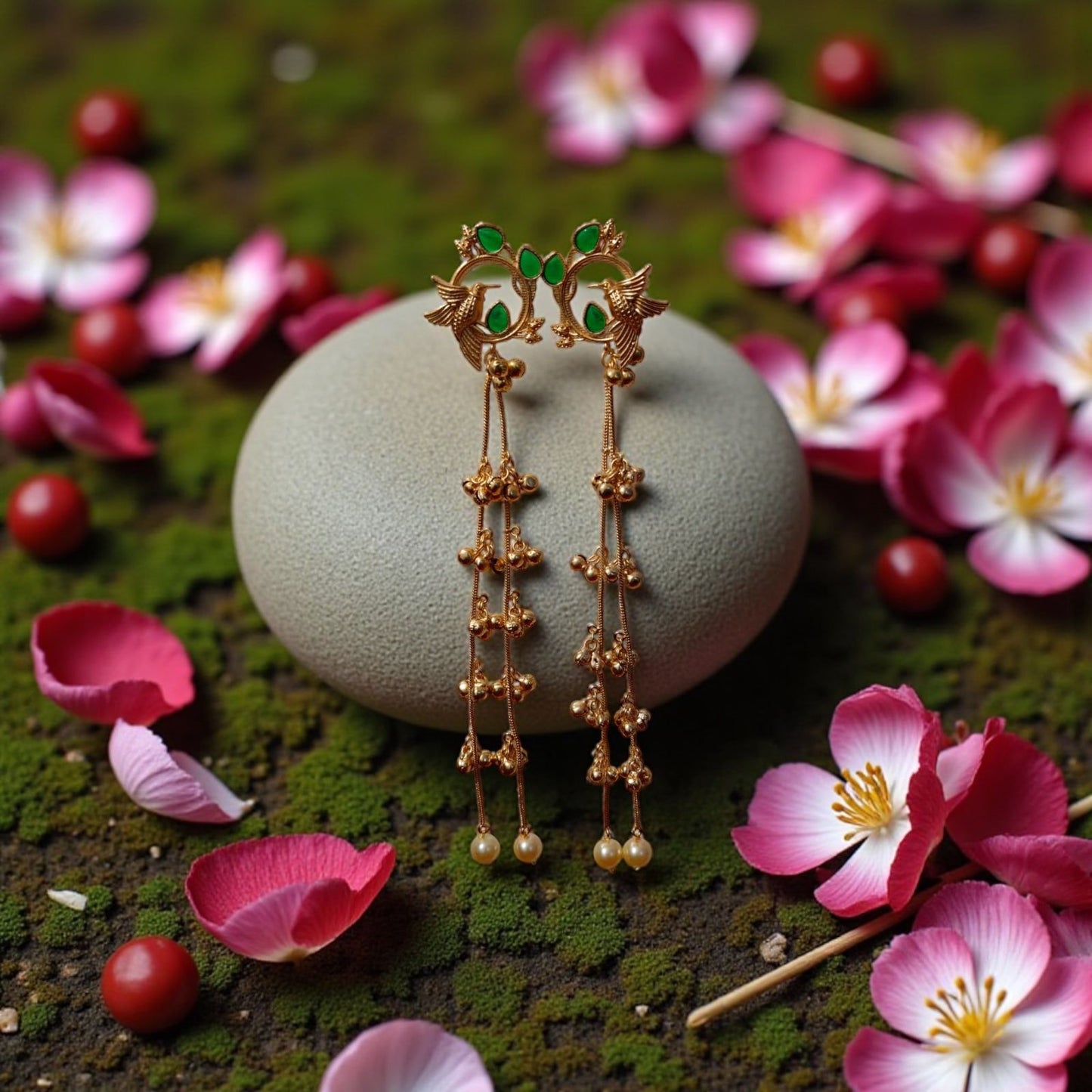 Kashmiri Green Bird Earring