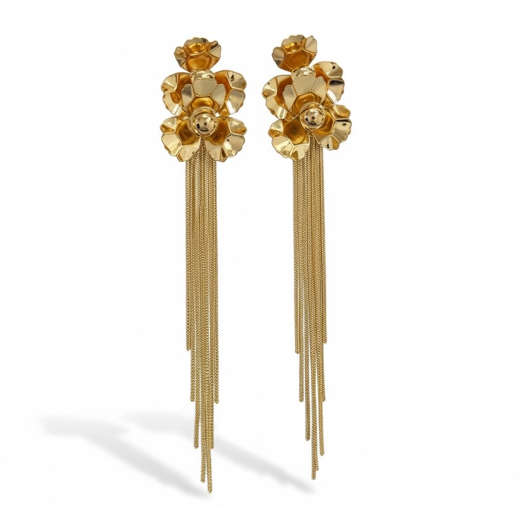 Korean Golden Stainless Flower Earrings