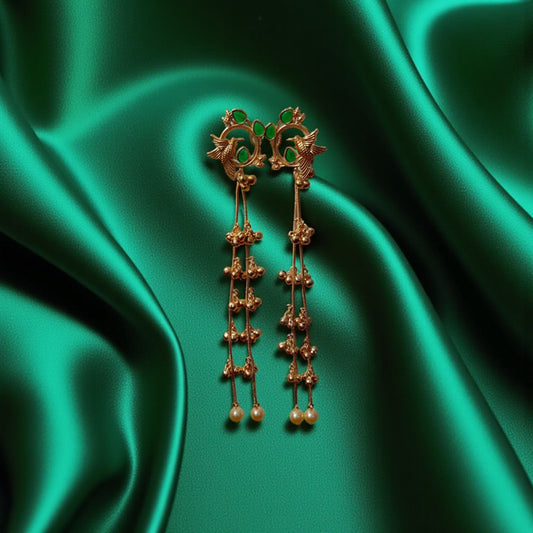 Kashmiri Green Bird Earring