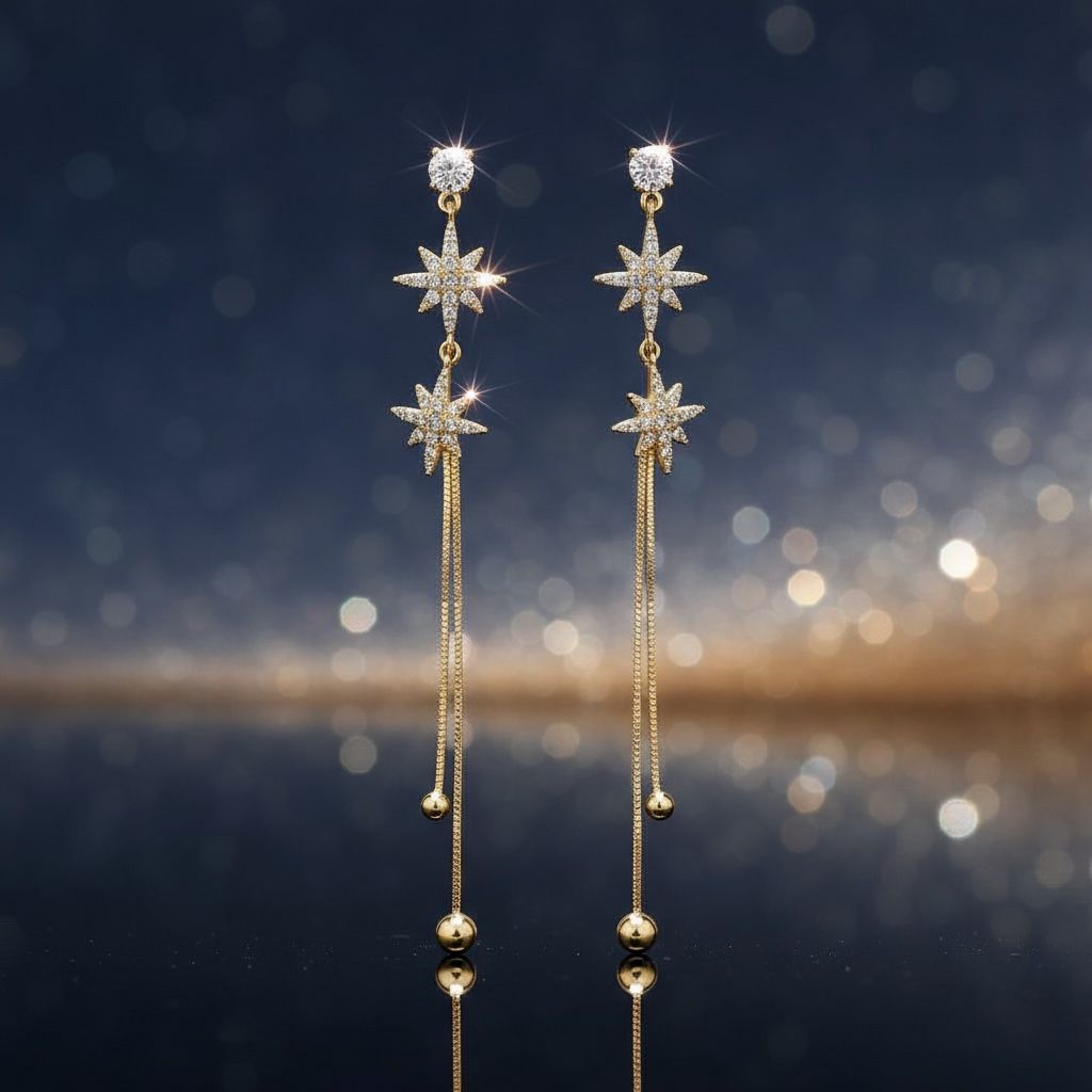 Korean Earrings AD Studed Star Design Anti Tarnish