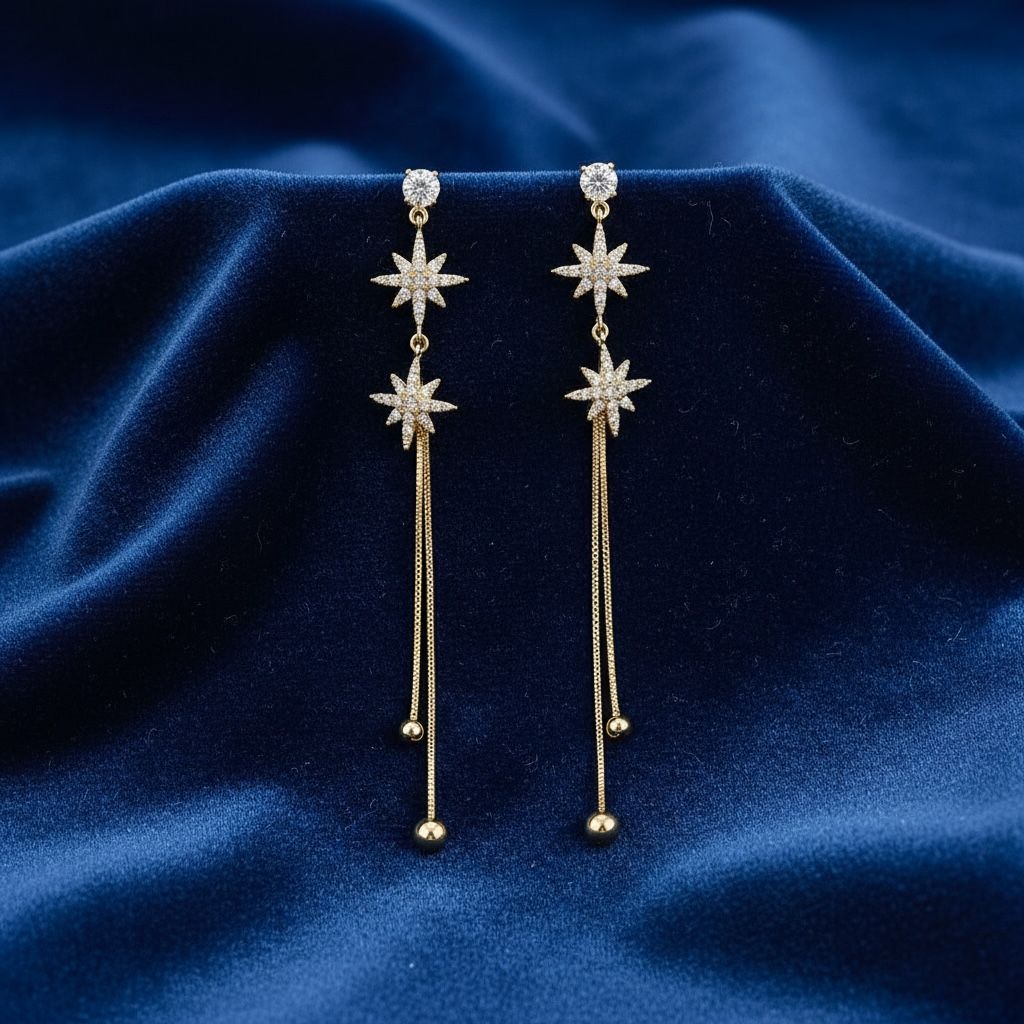 Korean Earrings AD Studed Star Design Anti Tarnish