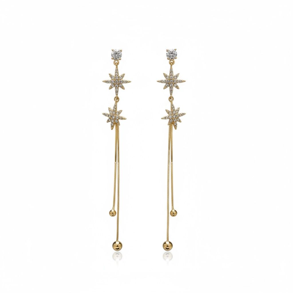 Korean Earrings AD Studed Star Design Anti Tarnish
