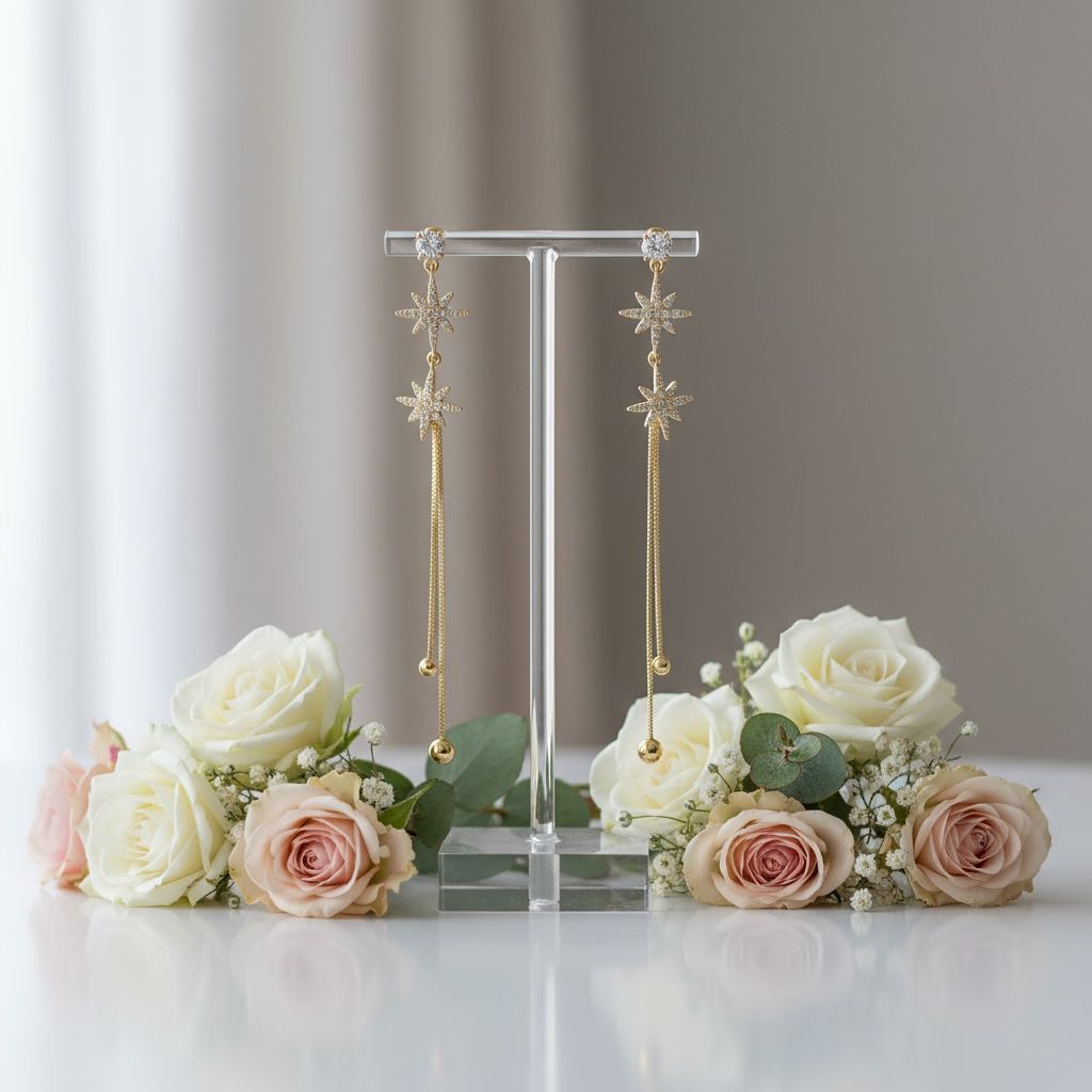 Korean Earrings AD Studed Star Design Anti Tarnish