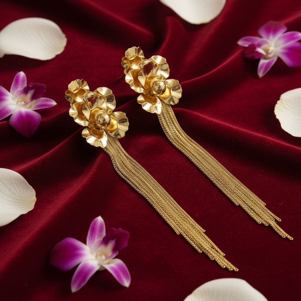 Korean Golden Stainless Flower Earrings