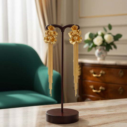 Korean Golden Stainless Flower Earrings