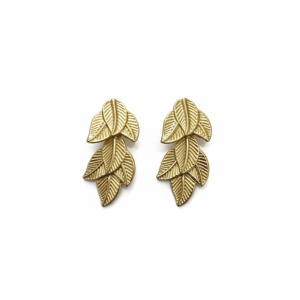 Korean Golden Stainless Leaf Earrings