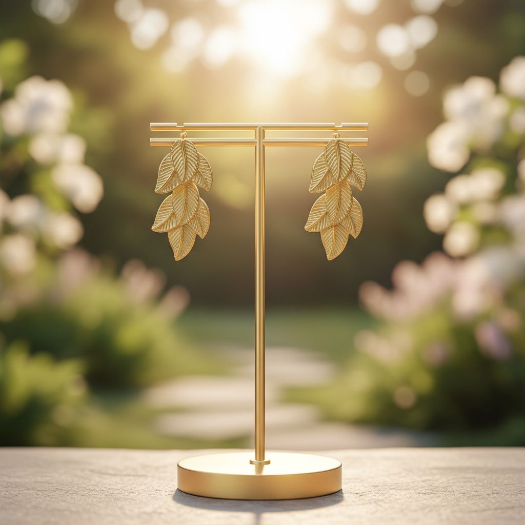 Korean Golden Stainless Leaf Earrings