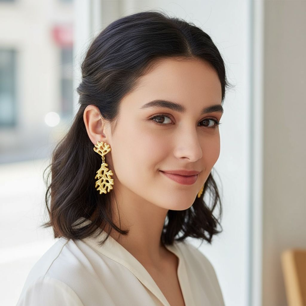 Korean Earrings leaf design Anti Tarnish