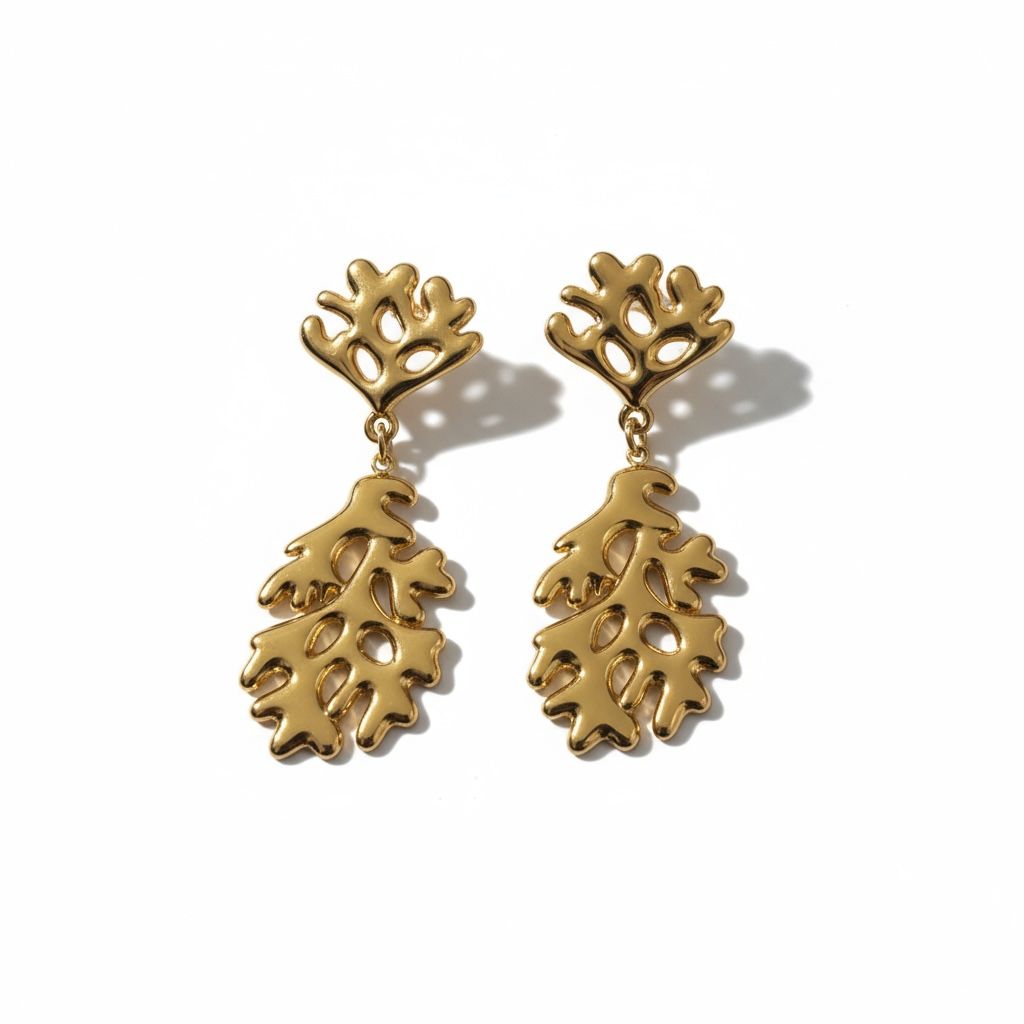 Korean Earrings leaf design Anti Tarnish