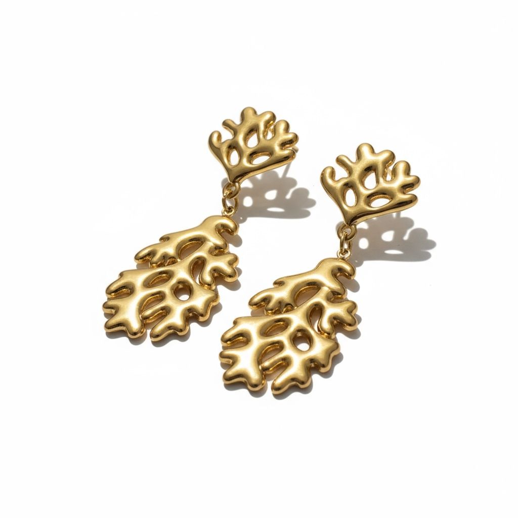Korean Earrings leaf design Anti Tarnish