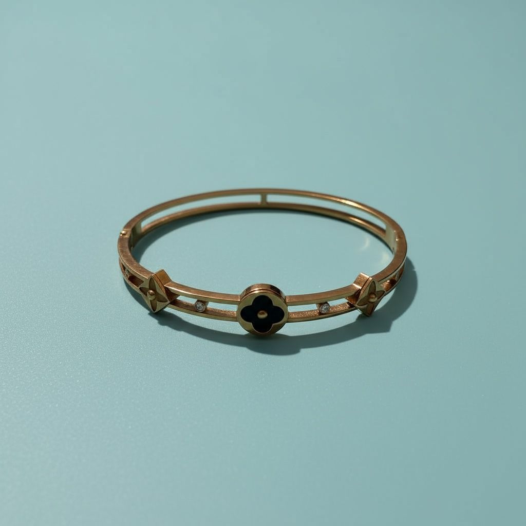 Ienter Lock Design Bracelet Kada Bronze color