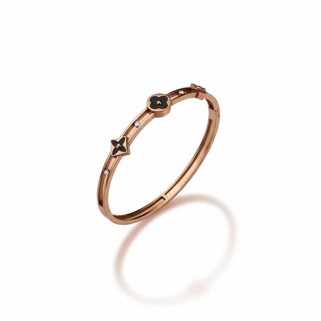 Ienter Lock Design Bracelet Kada Bronze color