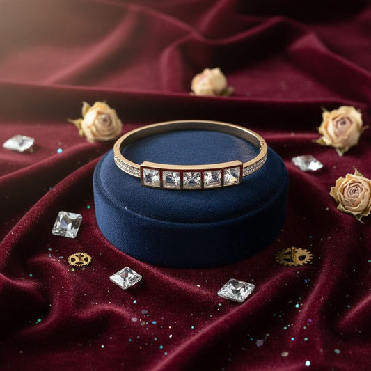 Ienter Lock Design Diamond Bracelet Kada