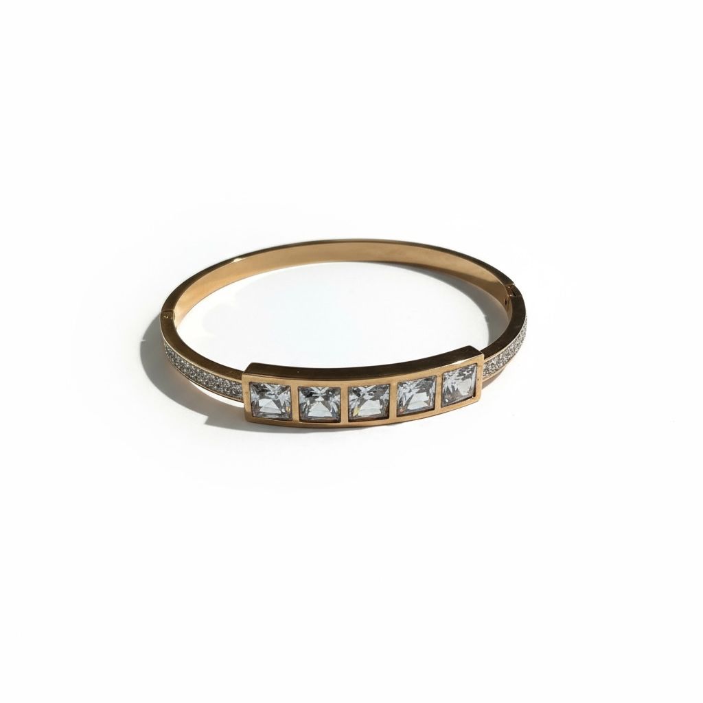 Ienter Lock Design Diamond Bracelet Kada