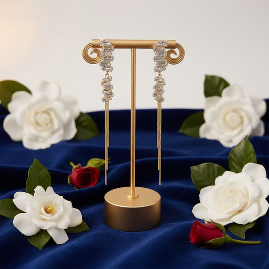 Korean Earrings AD Studed Bricks Design Anti Tarnish