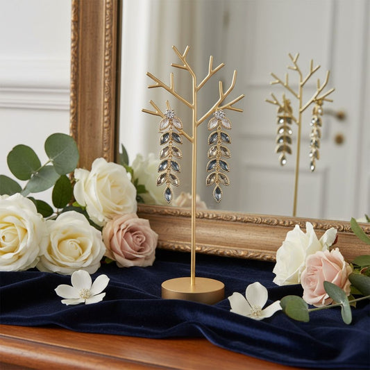 Korean Golden Stainless Coral Leaf Earrings