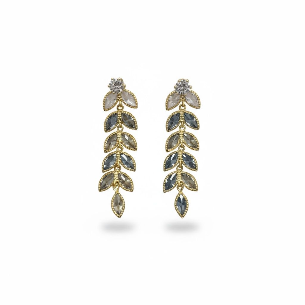 Korean Golden Stainless Coral Leaf Earrings