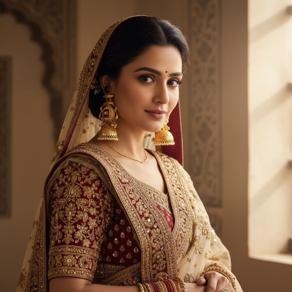 Kashmiri Earrings With Long and Broad Design