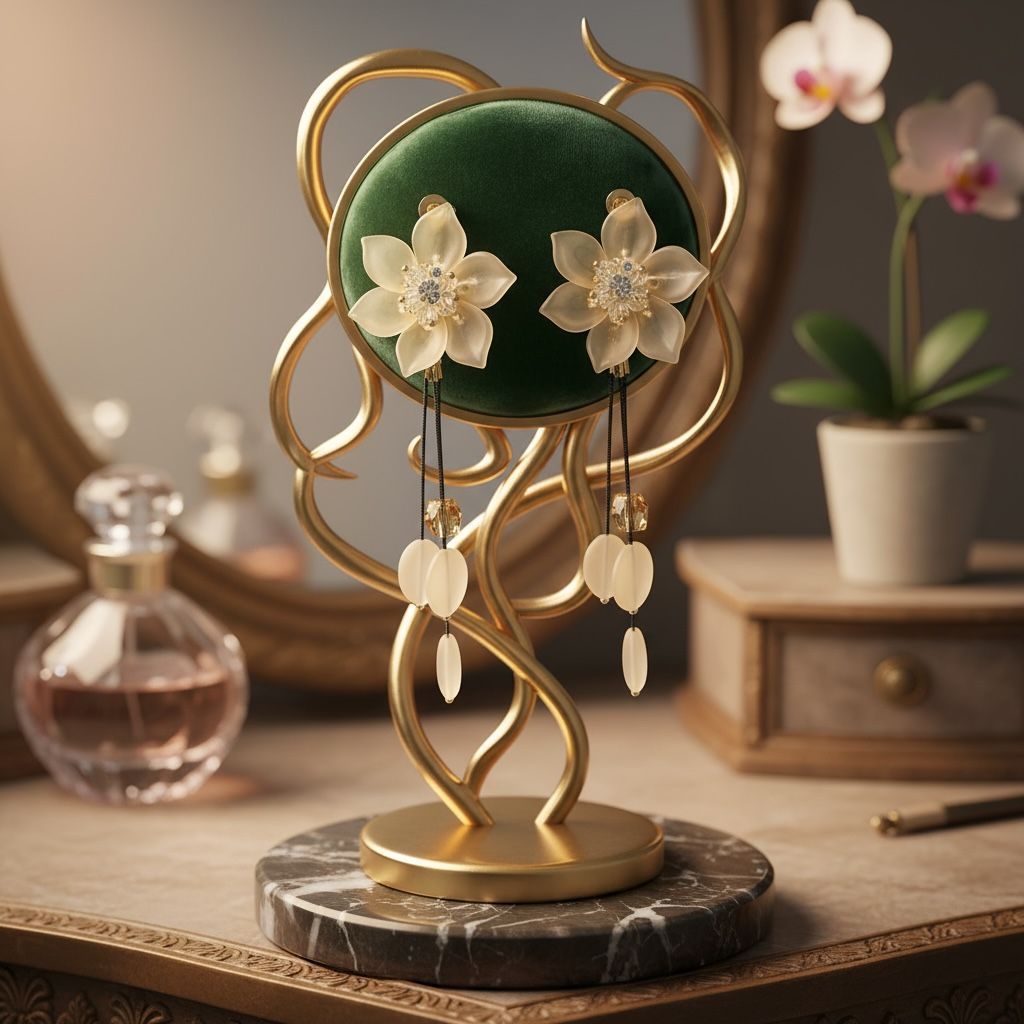 Pink Floral Dangle Earrings