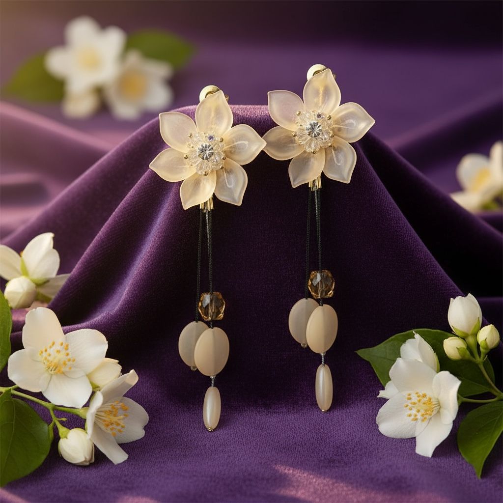 Pink Floral Dangle Earrings