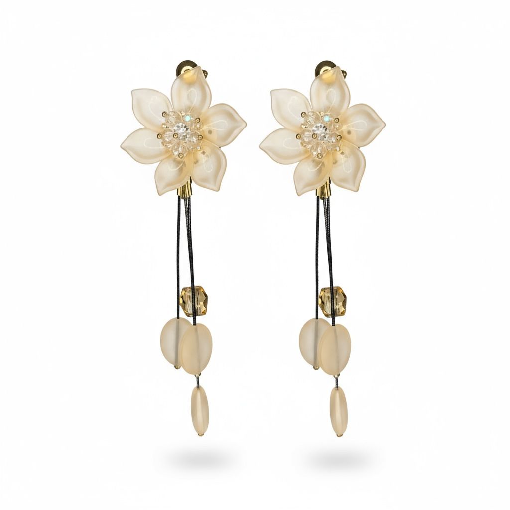 Pink Floral Dangle Earrings