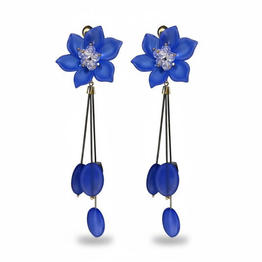 Blue Floral Dangle Earrings