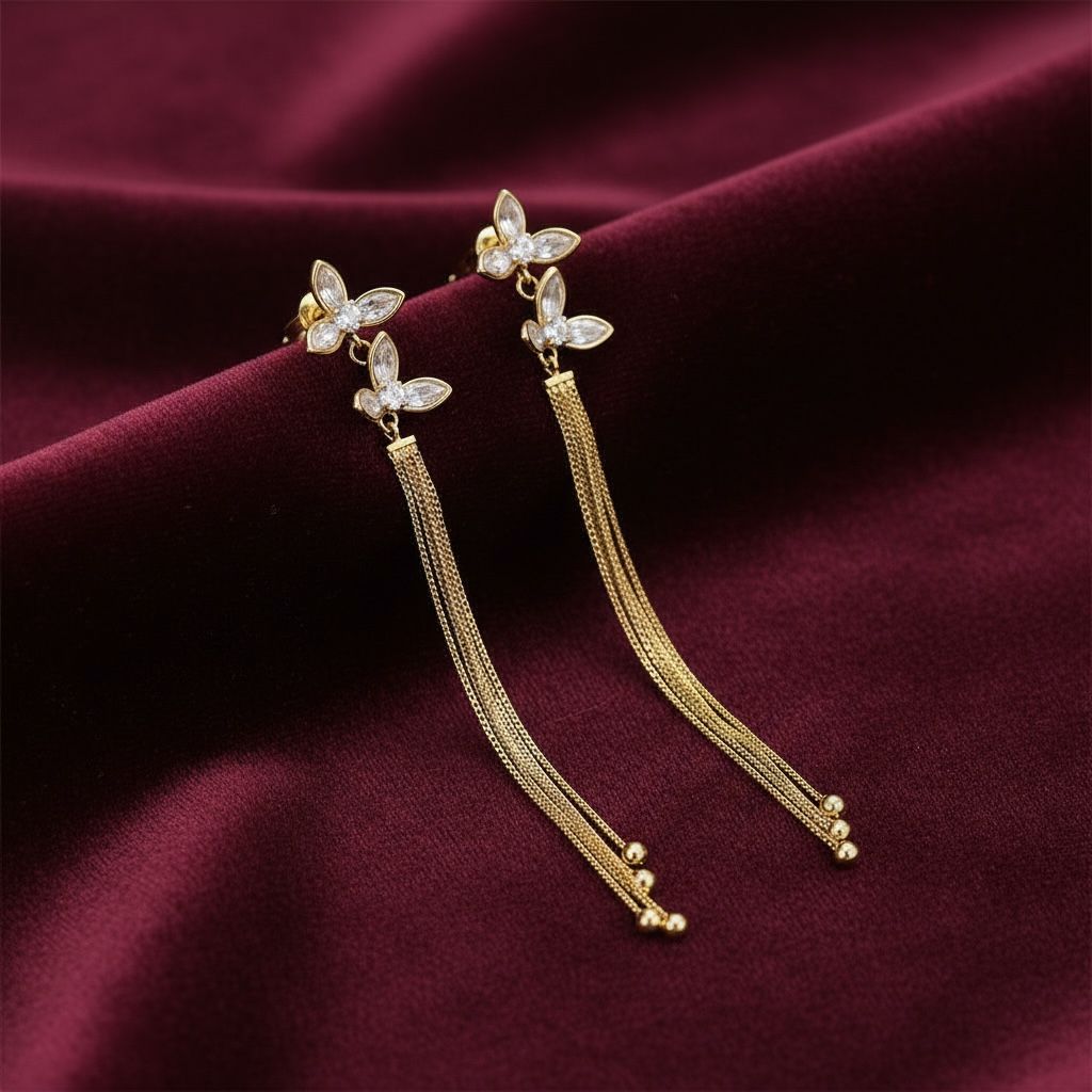 Korean Floral Drop Earrings Flower Design Anti Tarnish